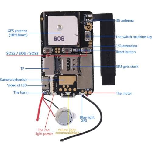 ZX808 PCBA GPS Tracker GSM GPS Wifi LBS Locator SOS Alarm Web APP Tracking TF Card Dual System