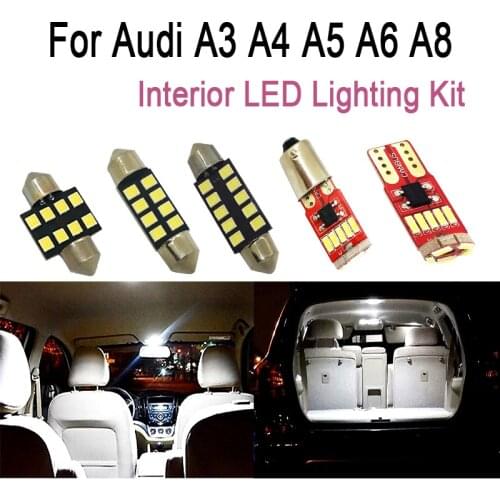Pure White Canbus LED Bulb Interior Light Roof Map Done Lights Kit For Audi A3 8L 8V 8P A4 B5 B6 B7 B8 A5 A6 C5 C6 C7 A8 D2 A3