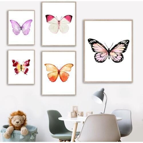Minimalist Beautiful Butterfly Watercolor Wall Art Canvas Painting Nordic Posters And Prints Wall Pictures For Living Room Decor