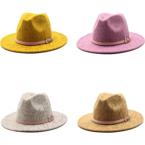 Men Fedora hats women Cowboy Simple woolen hat jazz hats British style hat Fashion hat autumn winter big along Multicolor hat
