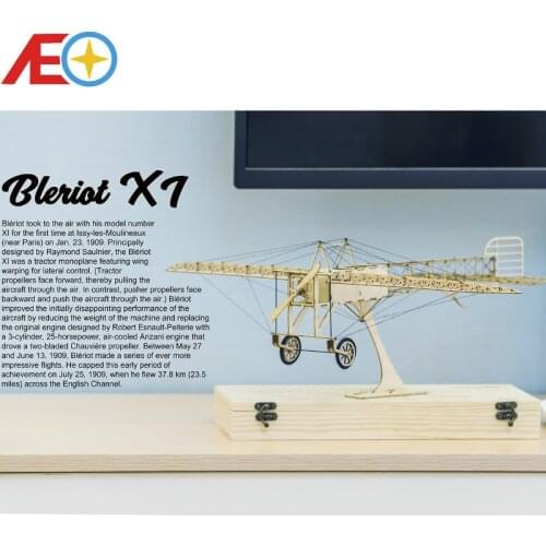 Wooden Toys Building DIY Craft Wood Furnishing Christmas Gift Present Static Model Kit 1:23 Bleriot XI Airplane Aircraft VX14