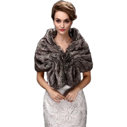 Wholesale new winter 2016 bridal gowns faux fur wool shawls bridesmaid dresses warm rabbit hair color shawl miss manners cloak