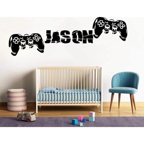Custom Name Gamepad Game Controller Wall Decal Gameroom Xbox Ps Joystick Gaming Zone Wall Sticker Playroom Vinyl Home Decor