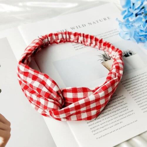 Vintage Plaid Bezel Cross Top Knot Headband Women Elastic Hair Bands Soft Girls Hairband Hoop British Style Headwrap Accessories
