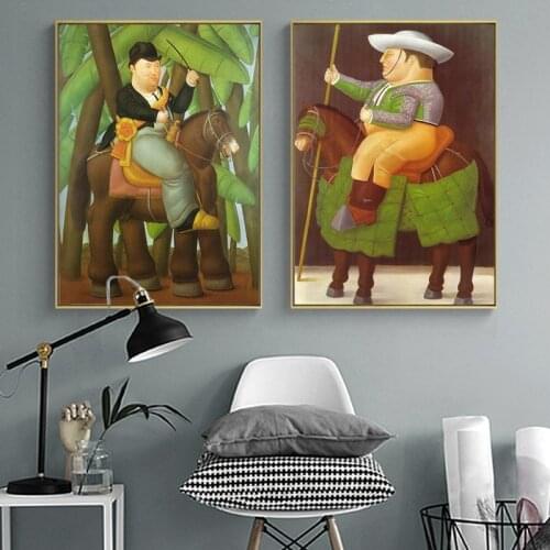 The President and First Lady By Fernando Botero Canvas Painting Posters and Prints Wall Art Funny Art Pictures for Home Decor