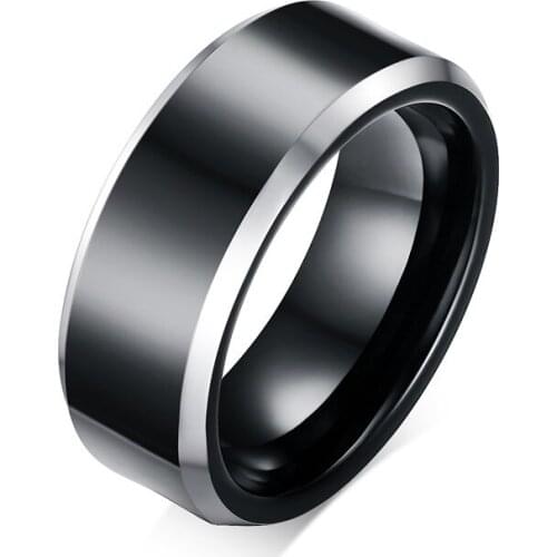 Simple Black tungsten Ring Men High Polished Wedding Band Engagement Rings Women Fashion Male Jewelry