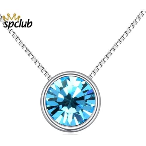 Simple Crystals From Swarovski Round Pendant Fashion Necklaces Jewellery For Women Girls Party Office Jewelry Accessories