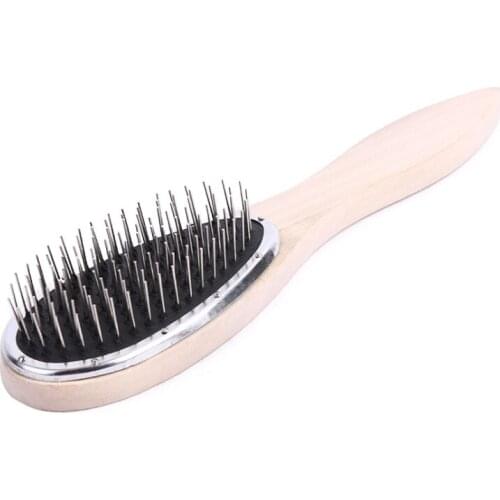 Titanium steel comb with wooden handle professional anti-static steel comb used for wig extension training headBeauty salon comb