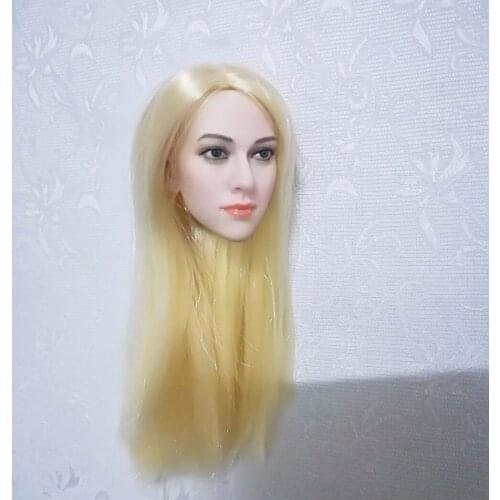 1/6 Scale Female Pale Head Sculpt with Golden Hair for 12 inches Action Figure Phicen Body