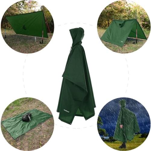 TOMSHOO Camping Tent Mat Multifunctional Lightweight Raincoat with Hood Outdoor Camping Hiking Rain Cover Poncho Cycling Raincoat