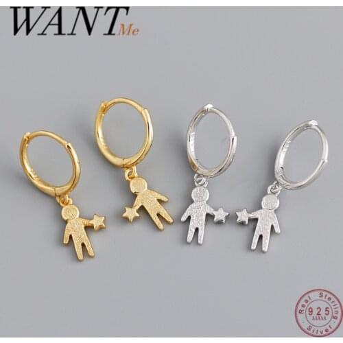 WANTME Creative New Statue Portrait Star Ear Buckle for Women Real 925 Sterling Silver Minimalist Human Jewelry Charm Earrings