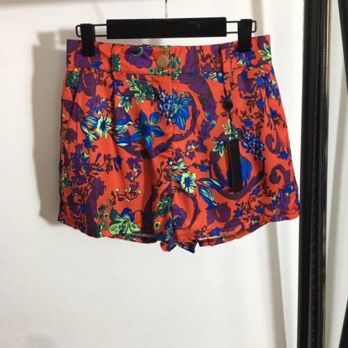Fashion Retro Printed High Waist Loose Casual Shorts 2021 Summer New Holiday Beach Women Clothes Brand Design