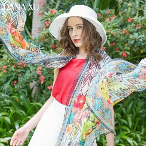 2019 Silk Long Scarf Luxury Brand Women New Design Beach Blanket Shawl Wear Swimwear Bandana Hijab Face Shield Foulard 245*110cm
