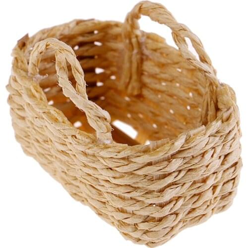 1Pc 1/12 Dollhouse Miniature Accessories Rattan Frame Hand-woven Vegetable Basket
