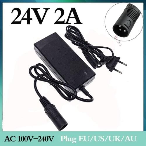 1pc best price 24V 2A lead-acid battery charger wheelchair golf cart charger electric charger VESPA ebike charger XLR metal conn
