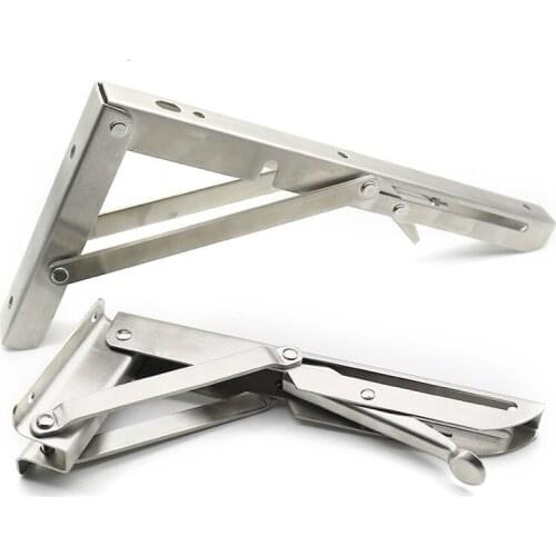 2Pcs Brackets 8-20 inch Decorative Wall mounted Shelf Bracket 304 Stainless Steel Triangular Support Foldable Table Support