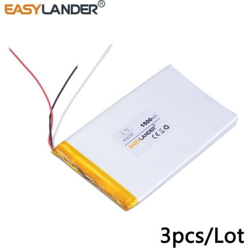 3pcs /Lot 3.7v lithium Li ion polymer rechargeable battery 3-wire 304190 1500mAh for china Chinese clone s6 phone A5