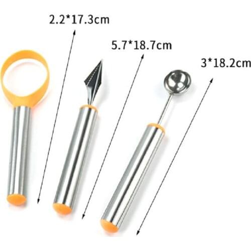 3 pcs/set Fruit Ball Carving Knife Kiwi Fruit watermelon Scoop Melon Digger Fruit Jar Mashed Potato Baller Ice Cream Spoon