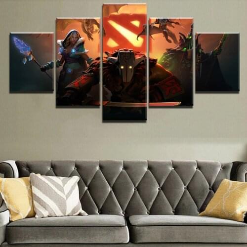 5 Panel Canvas Painting Home Decor Living Room DotA 2 Fantasy Pudge HD Print Game Poster Modern Wall Art Decor Pictures Artwork
