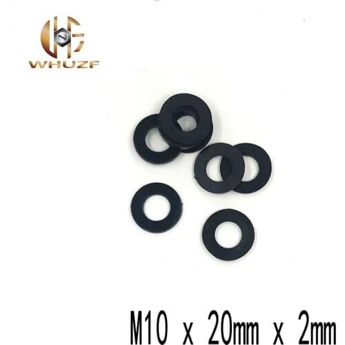 50pcs M10 M10*20*2 mm Black B Nylon Flat Washer Plastic Insulation Plain Ring Gasket M10 x 20mm x 2mm