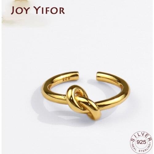 925 Sterling Silver Single Layer Knotted Ring Female Gold Vintage Classic Handmade Jewelry Authentic Accessories