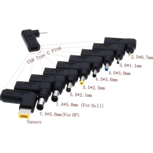Laptop Power Adapter Connector Dc Plug USB Type C Female to Universal Male Jack Converter for Lenovo for Asus Notebook Charger