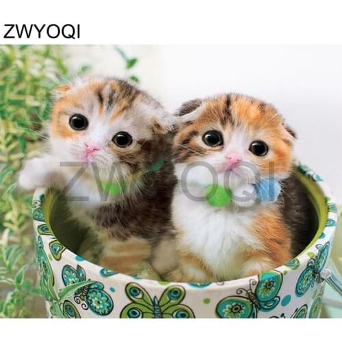 5D DIY Diamond embroidery Cat sister Full Round Diamond mosaic Cat sister Full Square Diamond painting Cross stitch Cat sister