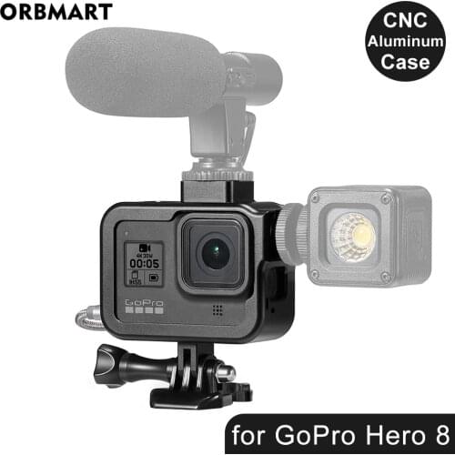CNC Aluminum Case for GoPro Hero 8 Black Metal Frame Cage + Screen Protector + Lens Tempered Glass for Go Pro 8 Accessories