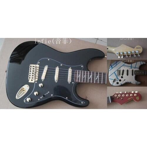 Free shipping New ST silver stripe pattern electric guitar pure hand-made electric guitar ,S-S-S
