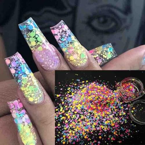Sparkly Nail Sequins Flakes Mix Shining Glitters Nail Decoration Nail Foil Glitter Fairy Nails Decor Neon Color Manicure Tool