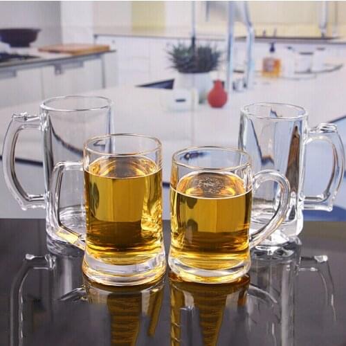 Color glass water cup Hyun color bottom 460ml with handle household beer glass wine cup juice tea glass Home party drinkware