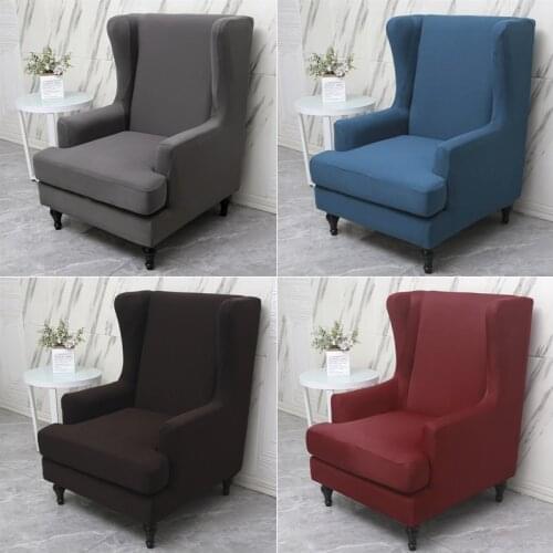 1Set Solid Color Wingback Chair Cover Nordic Spandex High Back Sloping Wing Chair Slipcovers Funda Sillon Orejero Relax