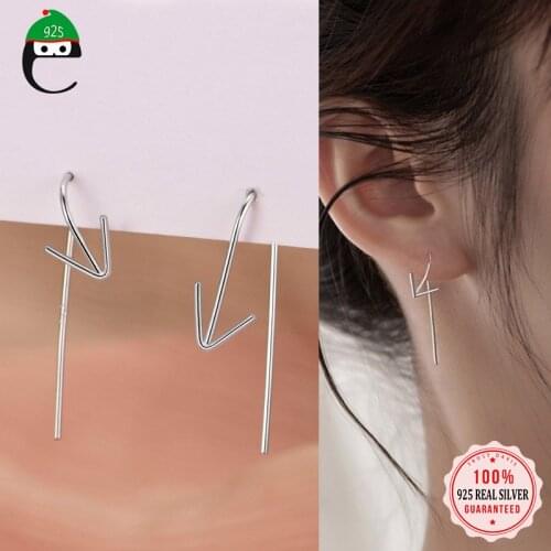 ElfoPlataSi Genuine 925 Sterling Silver Fashion Asymmetric Directional Arrows Hook For Women Wedding Fine S925 Jewelry DD331