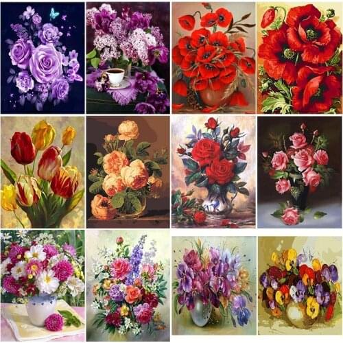 GATYZTORY DIY Painting By Numbers Kids Colourful Flowers Paint By Numbers For Adults Photo Frames For Picture Wall Art Canvas