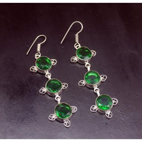 Gemstonefactory Big Promotion 925 Silver Unique Green Topaz Jewelry Women Ladies Gifts Dangle Drop Earrings 20211976