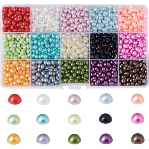 ABS Plastic Cabochons Half Round Imitation Pearl Mixed Color 4mm 6mm 8mm 10mm
