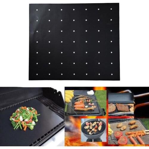 BBQ Grill Mat Nonstick Grilling Pad With Holes Barbecue Fireproof Reusable Baking Works On Charcoal Electric Gas Grills 2021 New