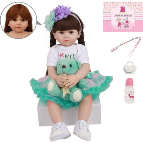 24'' Fashion Real Bebe Reborn Girl Doll Silicone Soft Cotton Body Lovely Reborn Princess Baby Dolls For Children Gifts 60 CM