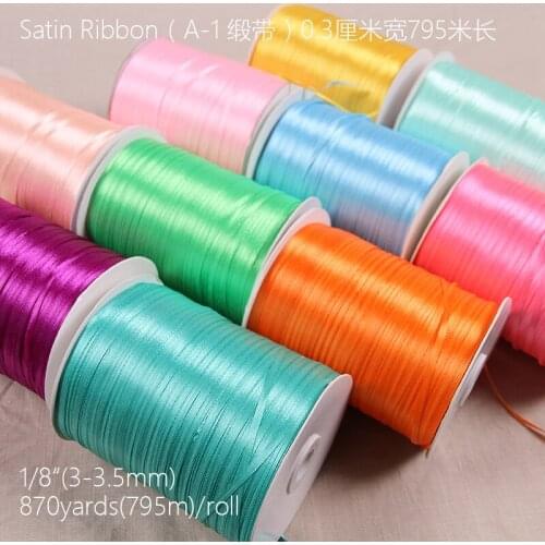 20 meters/lot) 3 mm Width Handmade DIY Material Silk Satin Ribbon For Arts Crafts Sewing Christmas Wedding Party Decoration B