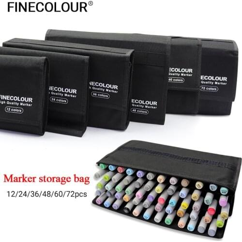 Finecolour Marker pen Storage Bag Multifunction Fold Pen Bag Quality Large Capacity markers Pen Curtain Gifts Art Supplies black