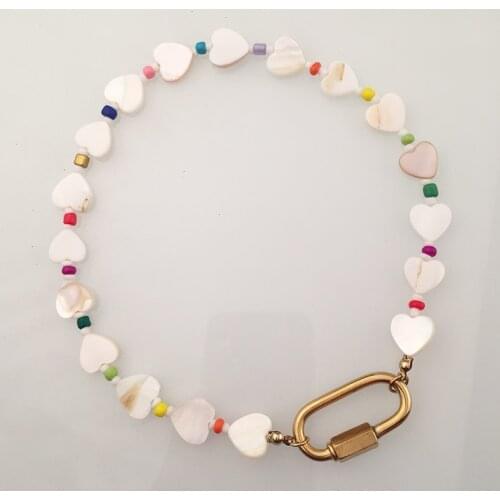 Fashion jewelry choker free shipping women boho bohemian love heart rainbow bead necklace big clasp alibaba aliexpress wholesale