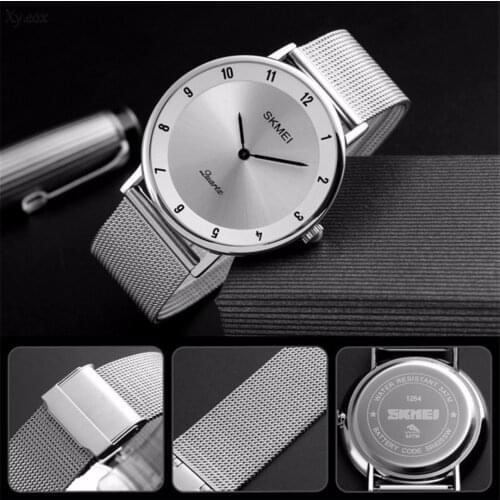 Mens Ultra-thin Stainless Steel Mesh Belt Casual Analog Quartz Wrist Watch