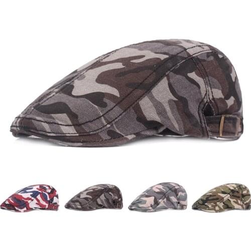 Male Cotton Camouflage Beret Cap Retro Waiter Hat Spring/Autumn Female Casual Hat Couple Wild Hats Newsboy Caps Detective Hats