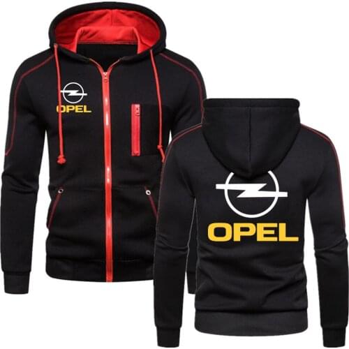 2021New OPEL Male Comfortable Cotton Hoodie Fitness Sweatshirts Solid Fleece College Style Men Zipper Tops