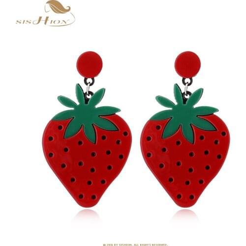 SISHION New fashion Acrylic earrings accessories fruit earrings Lovely Watermelon Strawberry Kiwi Earrings For Women SP0298