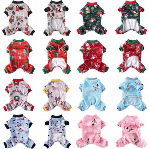 Dog Clothes Pajamas Fleece Jumpsuit Winter Dog Clothing Four Legs Warm Pet Clothing Outfit Small Dog Costume Puppy Sleepingwear