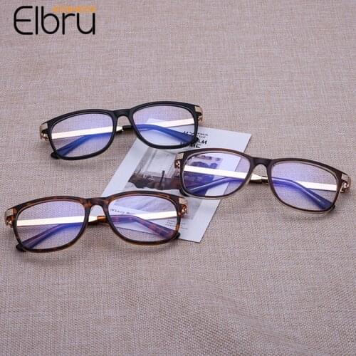 Elbru New Fashion Women Men Metal Plain Glasses Retro Vintage Reading Myopia Eyeglasses Frame Square Clear Lens Optical Eyewear