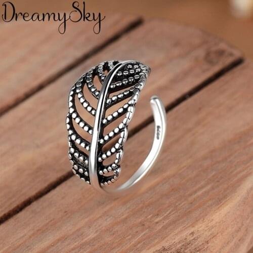 Wholesale Wedding Jewelry Silver Color Hollow Leaf Rings For Women Punk Style Luxury Adjustable Size Statement Ring