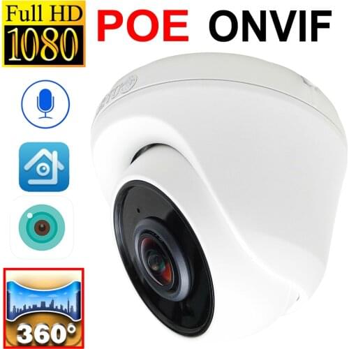 Panoramic POE Camera IP 1080P 1.7mm Lens Cctv Security Surveillance Cam Built-in Mic Infrared Video IPCam Indoor HD Home Camera