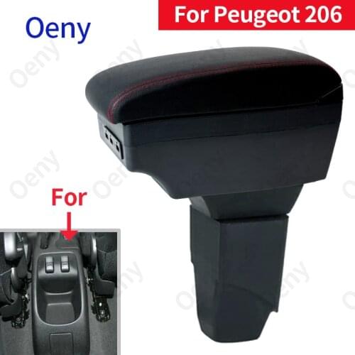 For PEUGEOT 206 Armrest Interior Parts 2017 Car Armrest box Retrofit parts Storage box car accessories Interior with USB LED